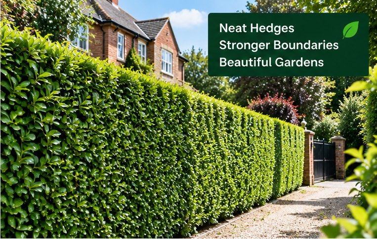 A long established boundary hedge cut square and level